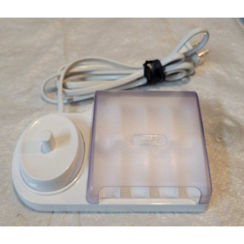 Braun Oral-B Electric Toothbrush Charger Base 3757 & 4-Brush Head Storage Holder